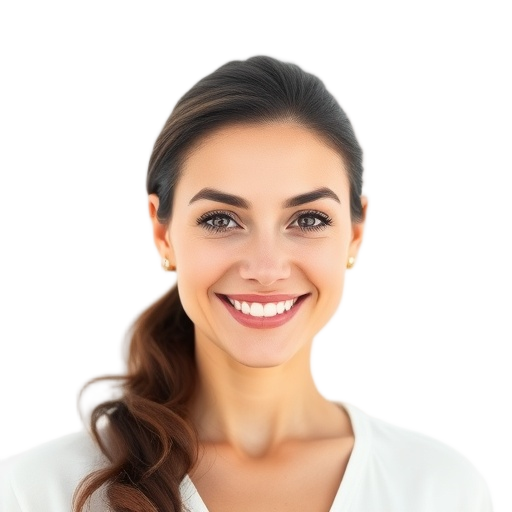 A person smiling to the camera with a white background looking like