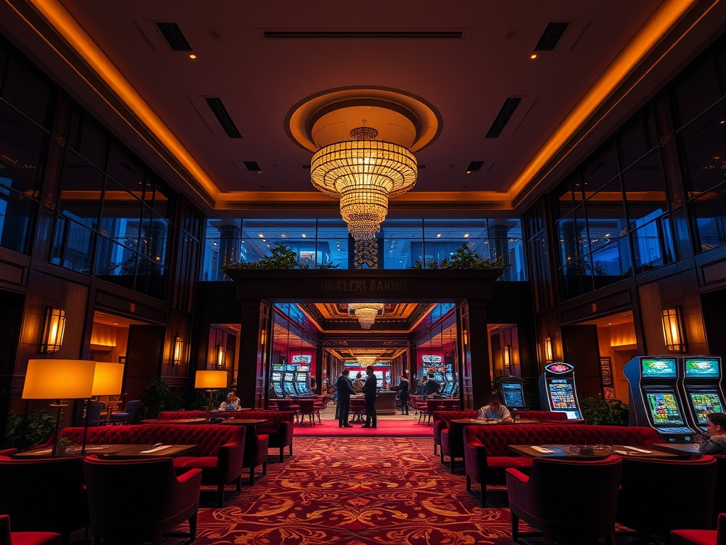 "A modern casino hotel event scene at dusk