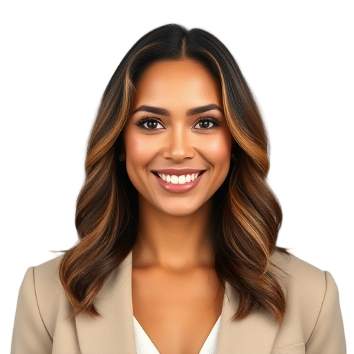 A person smiling to the camera with a white background looking like