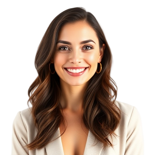 A person smiling to the camera with a white background looking like