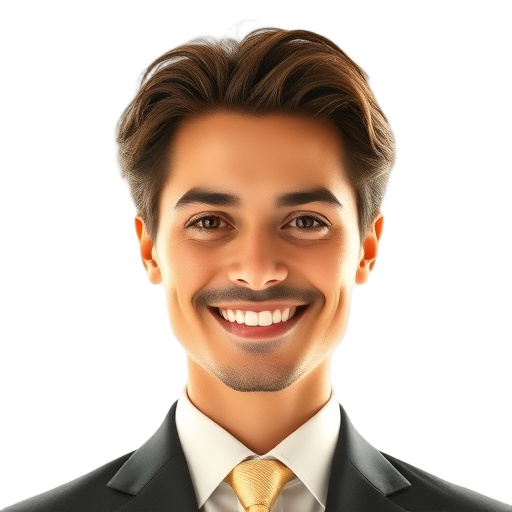 A person smiling to the camera with a white background looking like