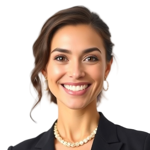 A person smiling to the camera with a white background looking like