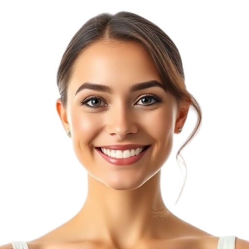 A person smiling to the camera with a white background looking like