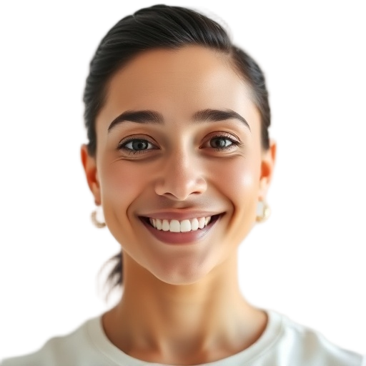 A person smiling to the camera with a white background looking like