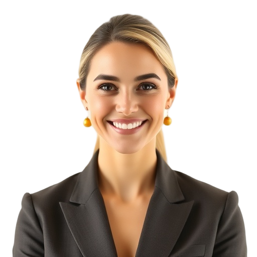 A person smiling to the camera with a white background looking like
