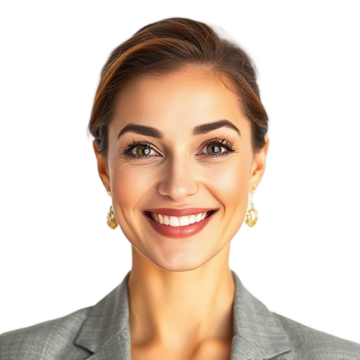 A person smiling to the camera with a white background looking like