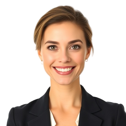 A person smiling to the camera with a white background looking like