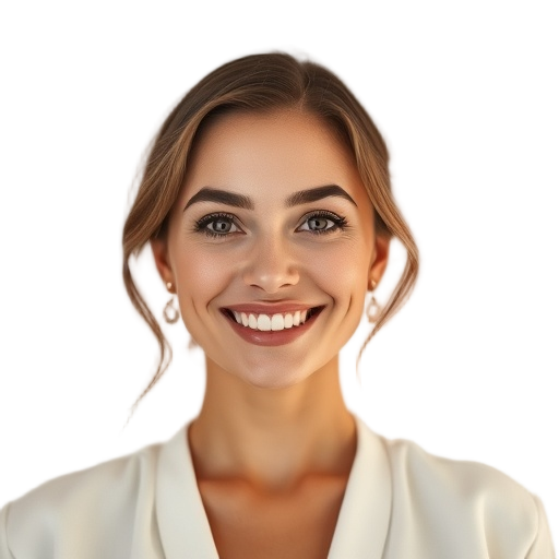 A person smiling to the camera with a white background looking like