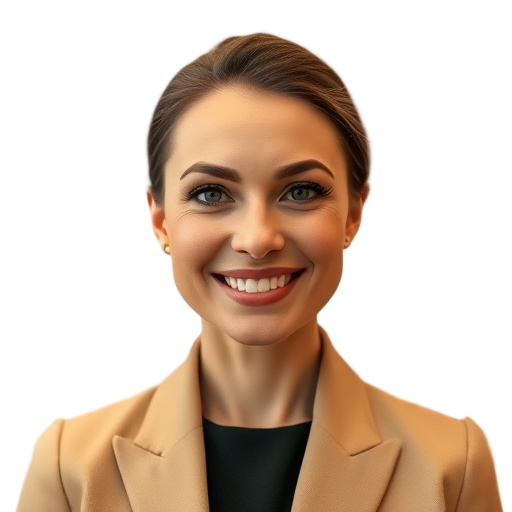A person smiling to the camera with a white background looking like