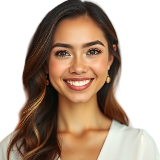 A person smiling to the camera with a white background looking like