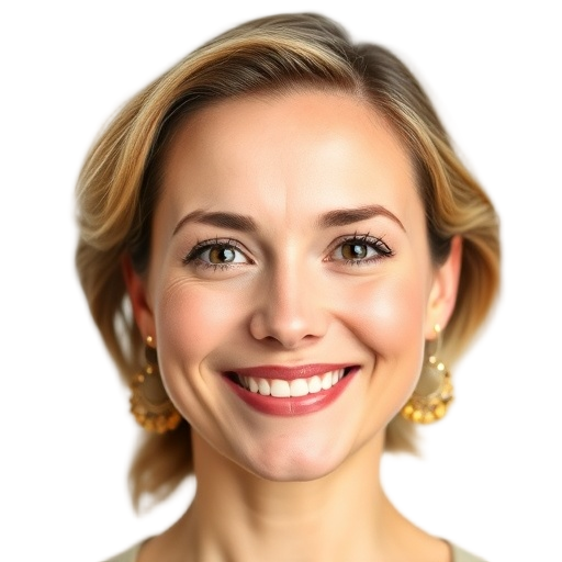 A person smiling to the camera with a white background looking like