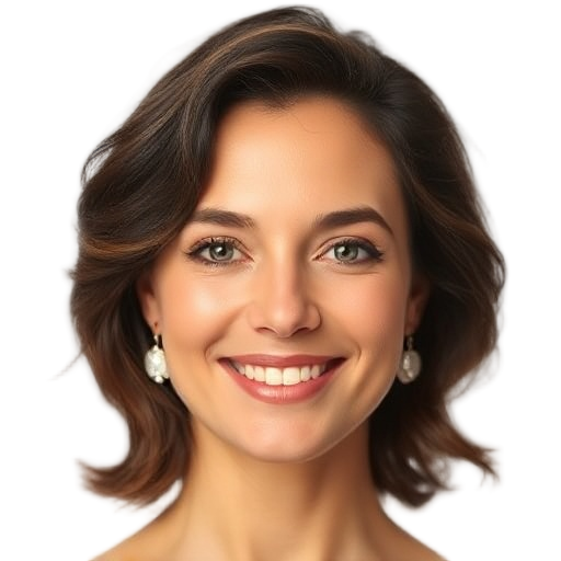 A person smiling to the camera with a white background looking like