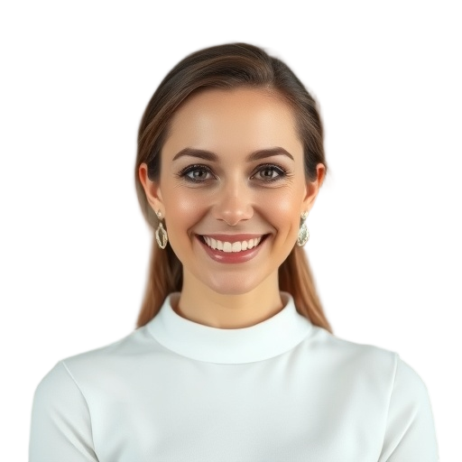 A person smiling to the camera with a white background looking like