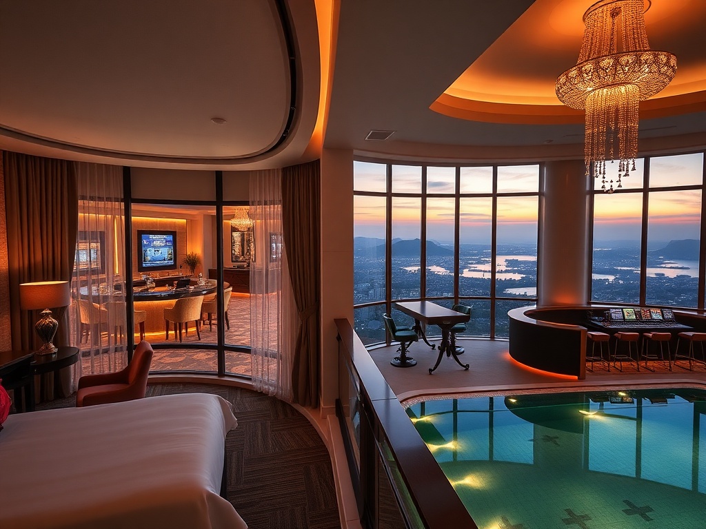 "Luxurious contemporary casino hotel scene
