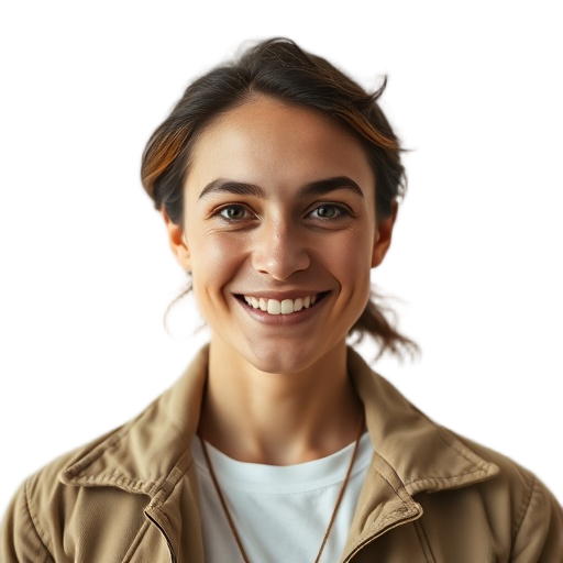 A person smiling to the camera with a white background looking like
