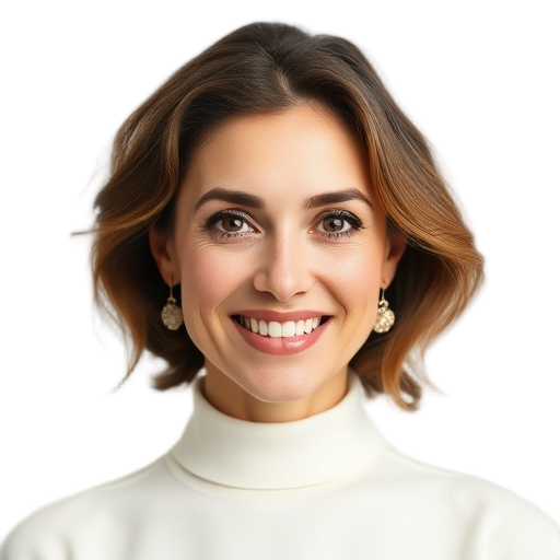 A person smiling to the camera with a white background looking like
