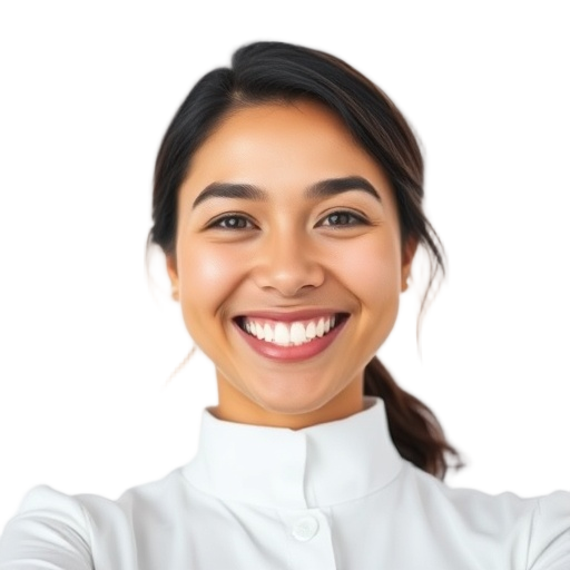 A person smiling to the camera with a white background looking like