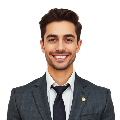 A person smiling to the camera with a white background looking like