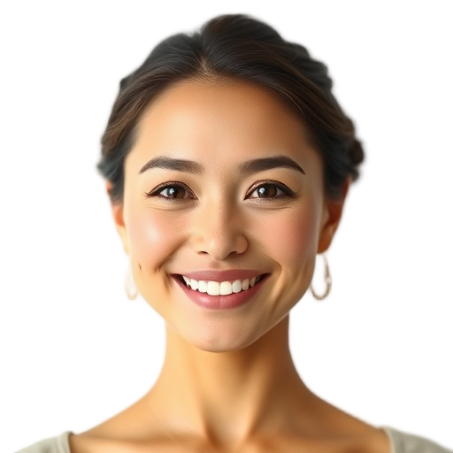 A person smiling to the camera with a white background looking like