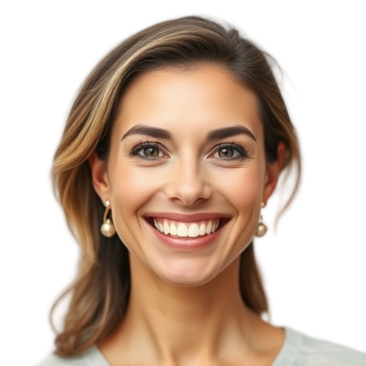 A person smiling to the camera with a white background looking like