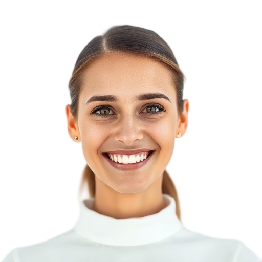 A person smiling to the camera with a white background looking like