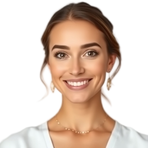 A person smiling to the camera with a white background looking like