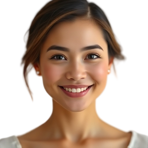A person smiling to the camera with a white background looking like