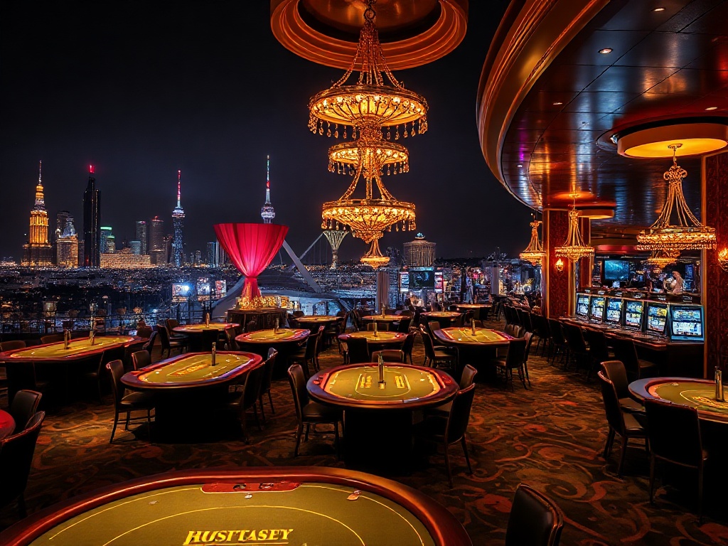 A glamorous Australian luxury casino scene at night, glowing high-stakes tables, elegant VIP suite glimpses, skyline lights, warm hospitality ambiance, cinematic lighting.