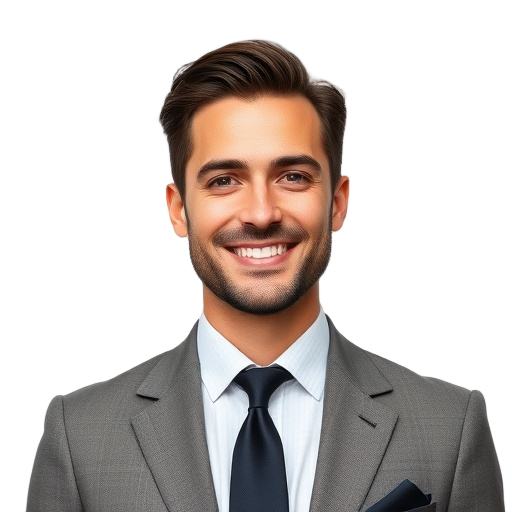 A person smiling to the camera with a white background looking like