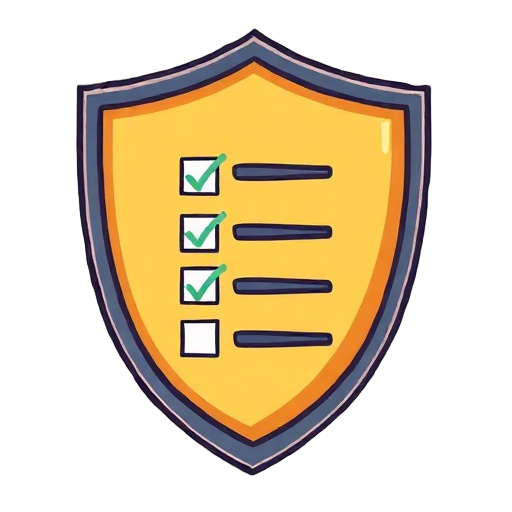 Carefully describe an image in great detail that needs to be generate, use quotes to split visual things. "shield" "checklist" "family" "72h" "calm" "home"