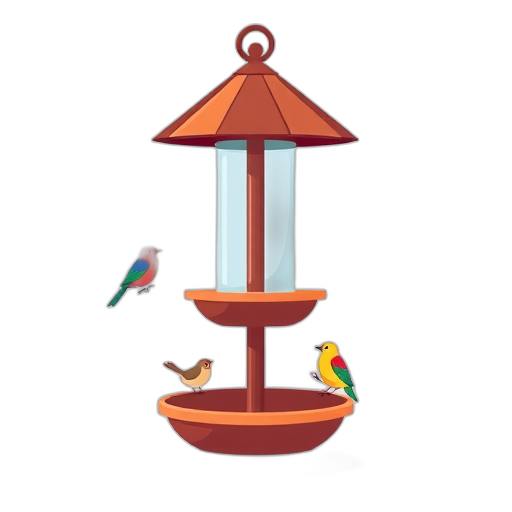 Kleurvolle vogelvoeder met een creatief, gelaagd ontwerp.