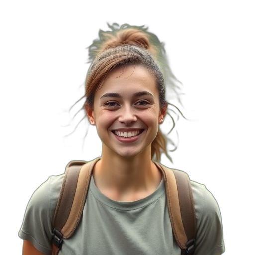 Een persoon die naar de camera lacht met een witte achtergrond.