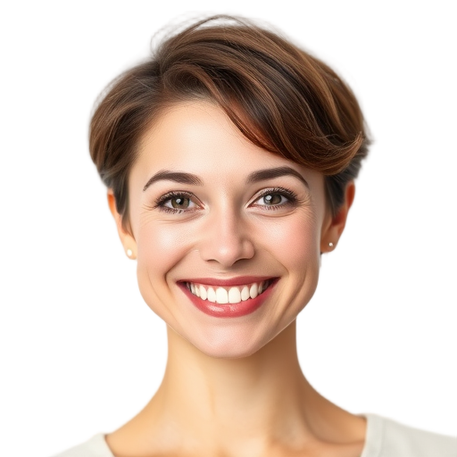 A person smiling to the camera with a white background looking like