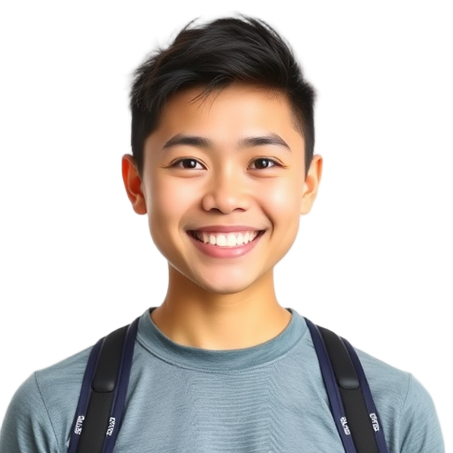 A person smiling to the camera with a white background looking like