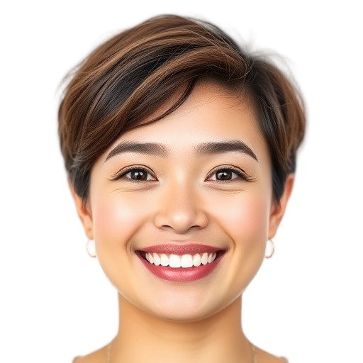 A person smiling to the camera with a white background looking like