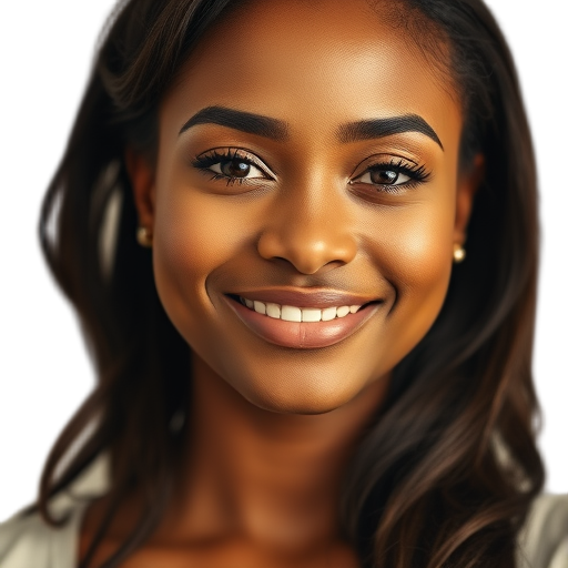 Zelfverzekerde vrouw met een zachte glimlach, warme uitstraling.