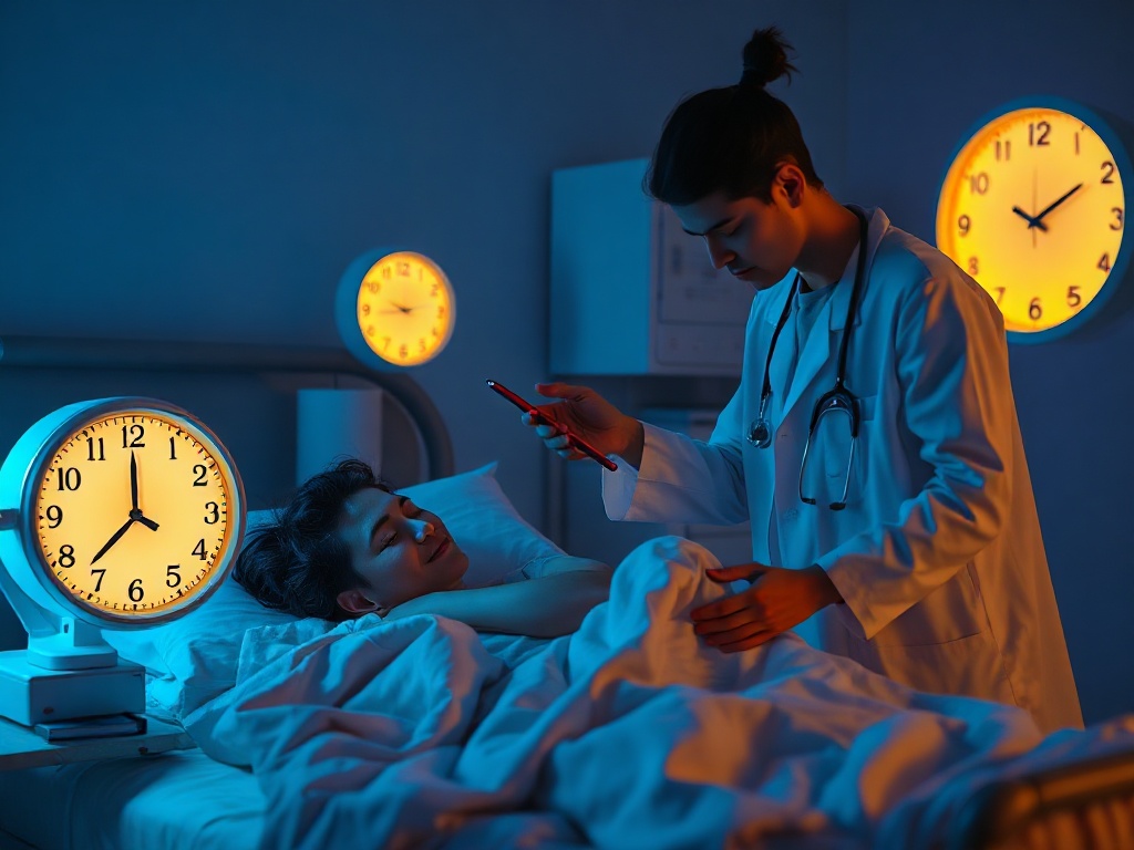 "Cozy night clinic scene