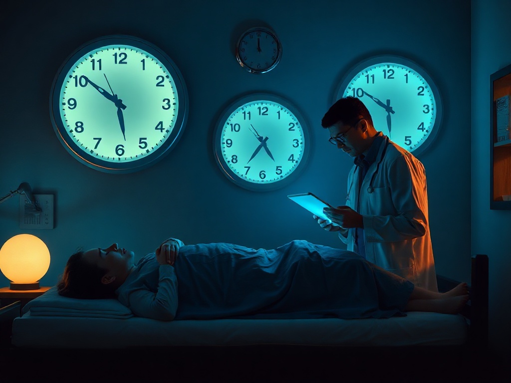 "Cozy night clinic scene