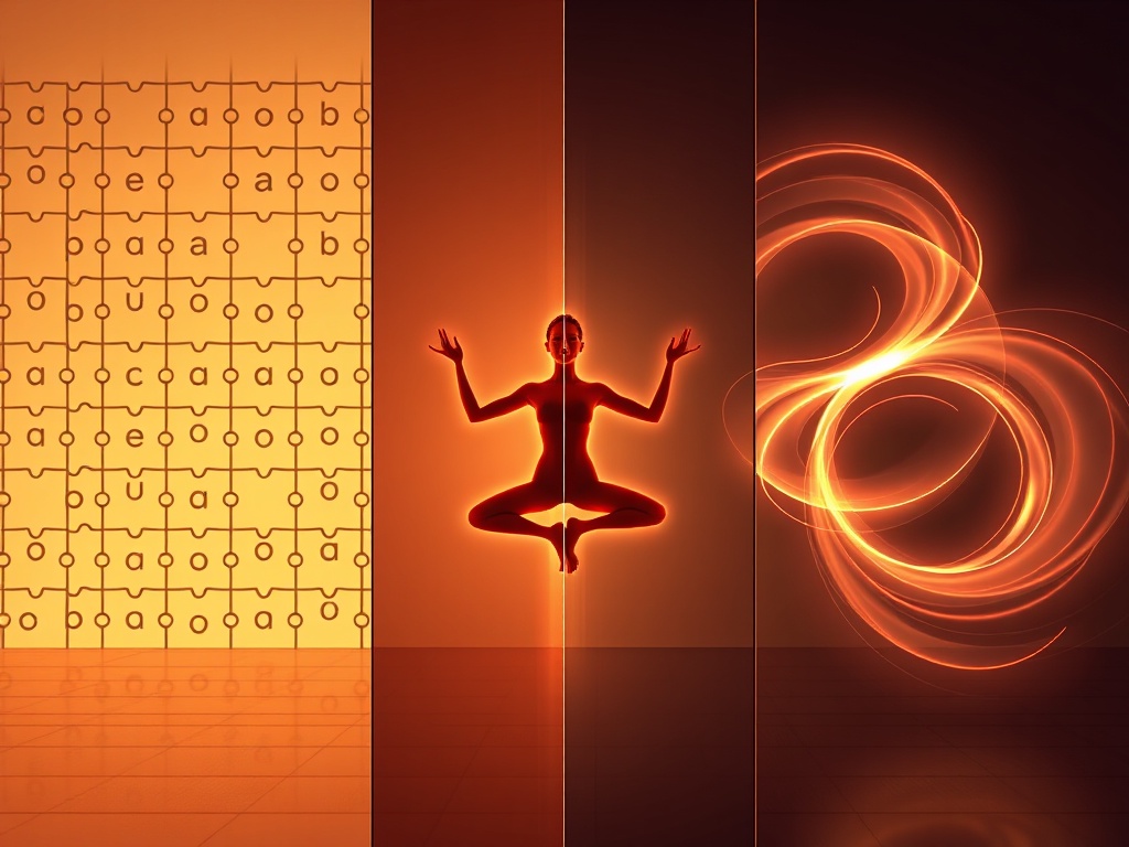 Split into three glowing panels