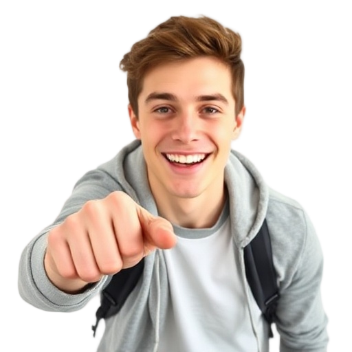 A person smiling to the camera with a white background looking like