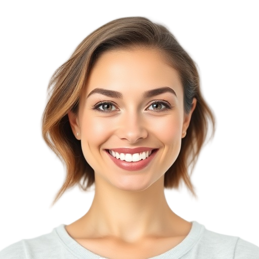 A person smiling to the camera with a white background looking like