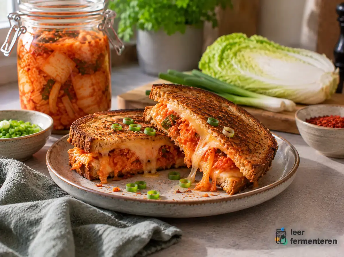 Kimchi tosti op bord