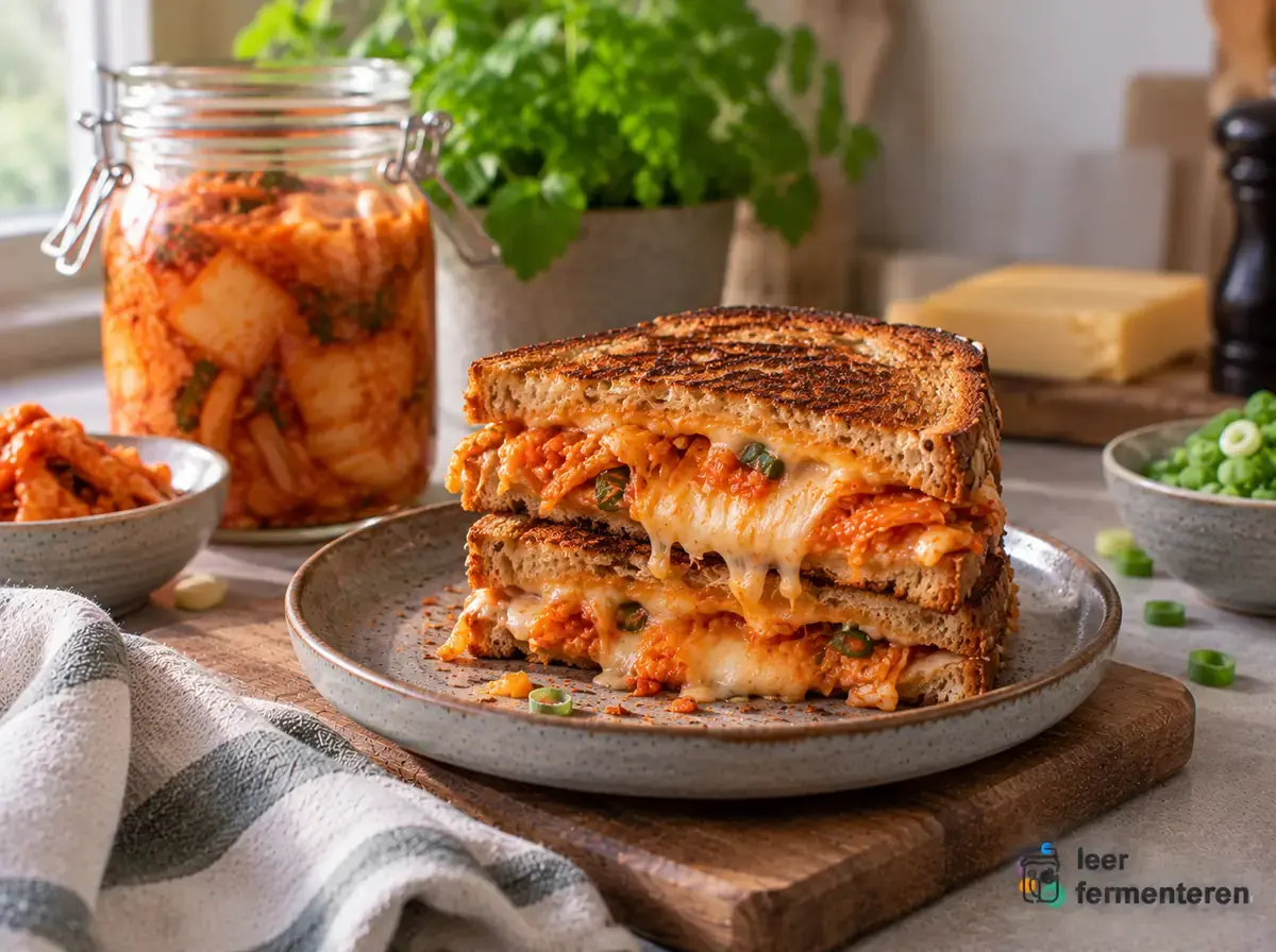 Kimchi tosti's op plank