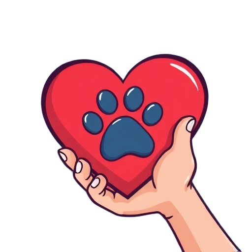 Carefully describe an image in great detail that needs to be generate, use quotes to split visual things, "dog heart", "paw print", "hand holding"