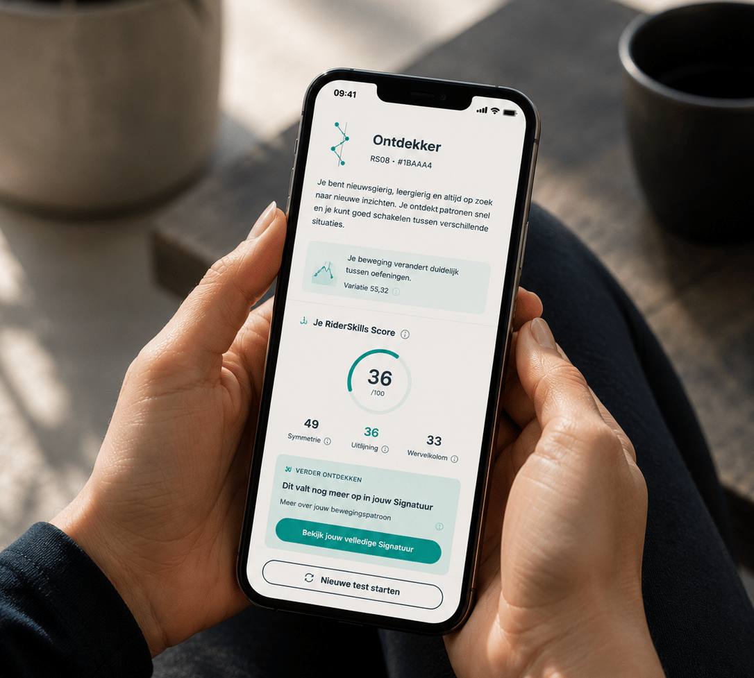 Persoonlijk RiderSkills-resultaat op een smartphone