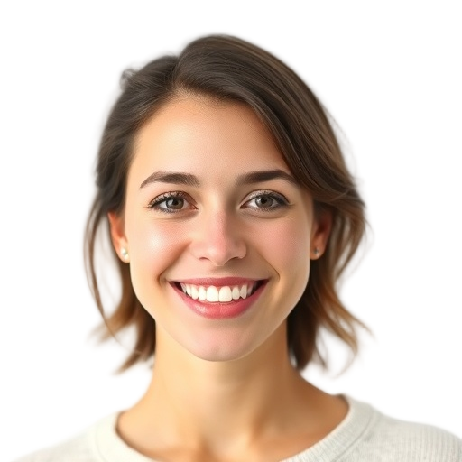 A person smiling to the camera with a white background looking like