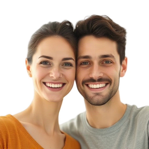 A person smiling to the camera with a white background looking like