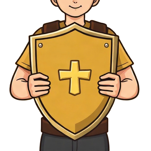 Carefully describe an image in great detail that needs to be generate, use quotes to split visual things. "person" "shield" "wallet"