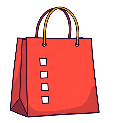 Carefully describe an image in great detail that needs to be generate, use quotes to split visual things. "Shopping bag" "checklist" "calendar"