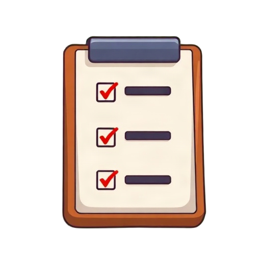 Carefully describe an image in great detail that needs to be generate, use quotes to split visual things. "checklist" "vinkjes" "vergrootglas"